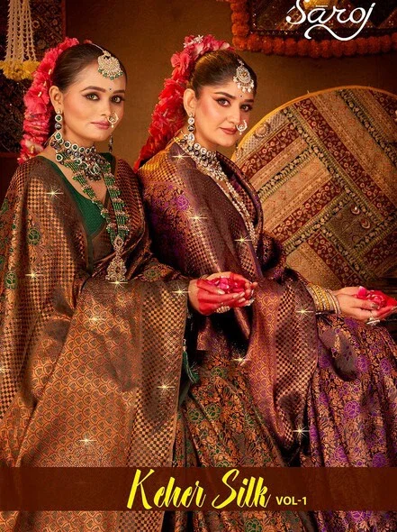 Keher Silk Vol 1 By Saroj Silk With Swarovski Work Saree Wholesalers In Delhi
